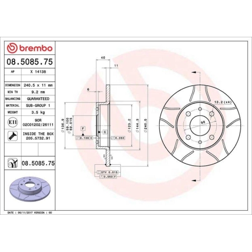 BREMBO Bremsscheibe XTRA LINE - Max 08.5085.75