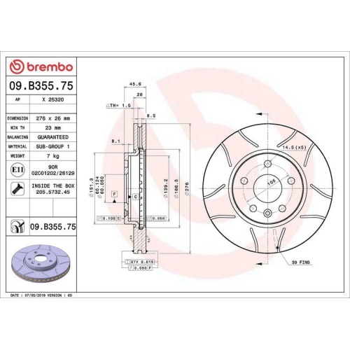 BREMBO Bremsscheibe XTRA LINE - Max 09.B355.75