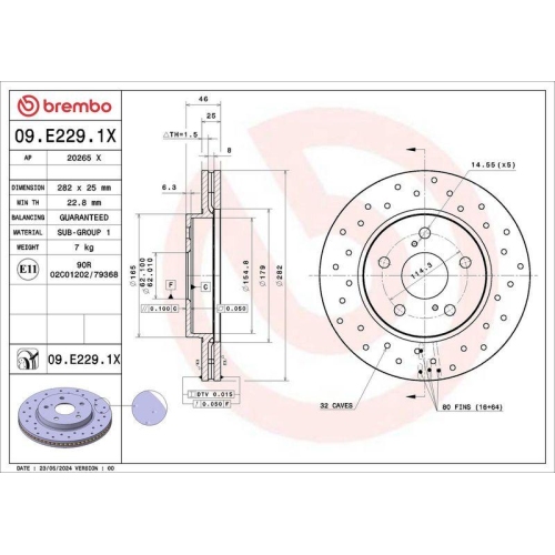 BREMBO Bremsscheibe XTRA LINE - Xtra 09.E229.1X