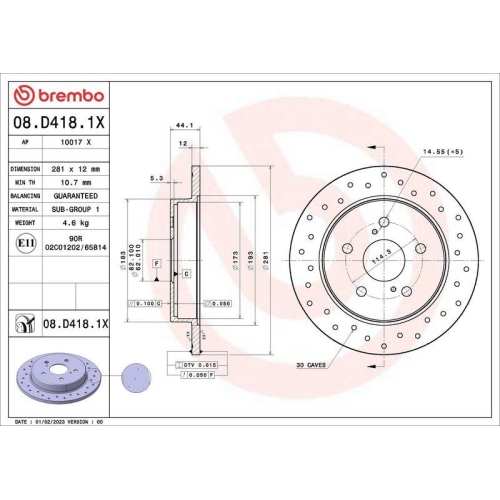 BREMBO Bremsscheibe XTRA LINE - Xtra 08.D418.1X