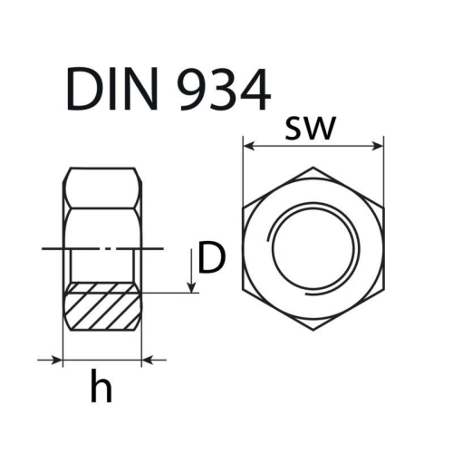 10 Stück Muttern Sechskant, verzinkt, DIN 934 M16 SWG 317 16 30