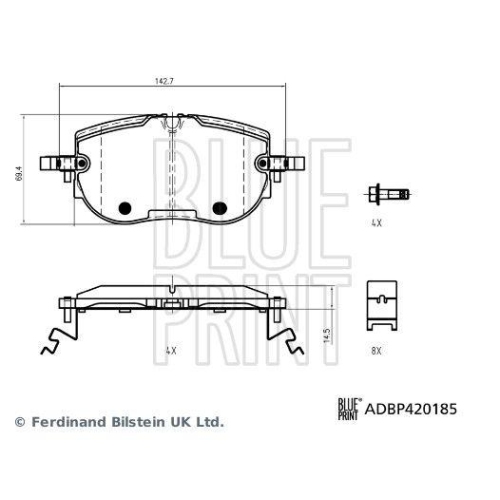 BLUE PRINT Bremsbelagsatz, Scheibenbremse ADBP420185