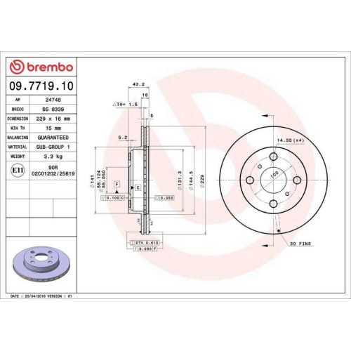 BREMBO Bremsscheibe PRIME LINE 09.7719.10