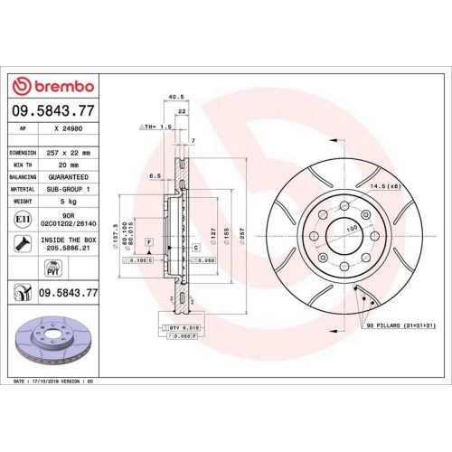 BREMBO Bremsscheibe XTRA LINE - Max 09.5843.77