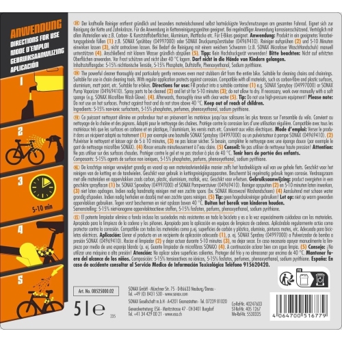 Fahrrad Reiniger E-Bike Pedelec SONAX 5 Liter Fahrradreiniger Pflege cleaner