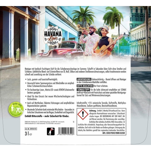 SCHEIBENREINIGER GEBRAUCHSFERTIG HAVANA LOVE SONAX 3 LITER