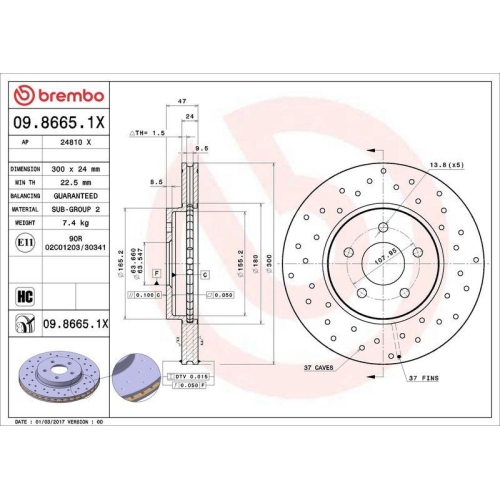 BREMBO Bremsscheibe XTRA LINE - Xtra 09.8665.1X