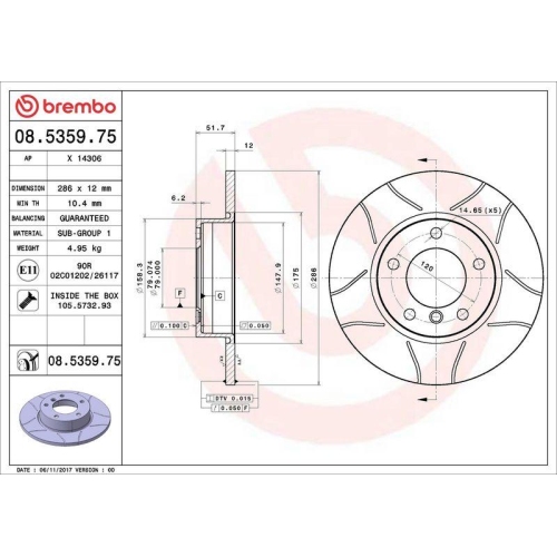 BREMBO Bremsscheibe XTRA LINE - Max 08.5359.75