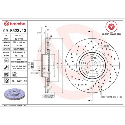 BREMBO Bremsscheibe PRIME LINE - Co-Cast 09.F523.13