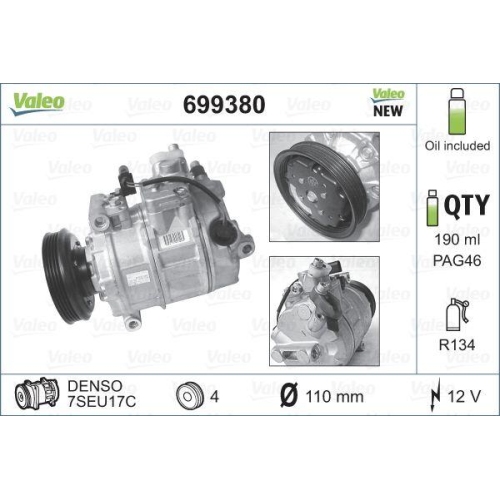 VALEO Kompressor, Klimaanlage VALEO CORE-FLEX 699380