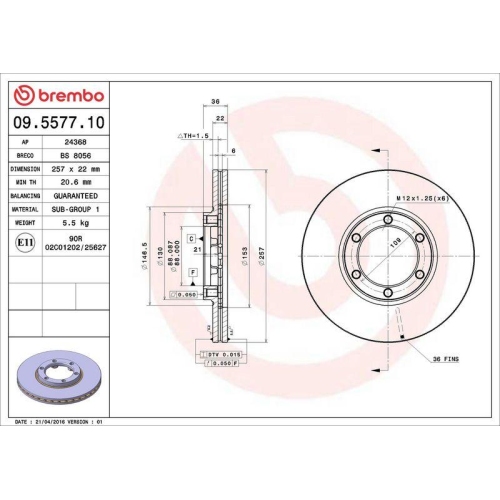 BREMBO Bremsscheibe PRIME LINE 09.5577.10