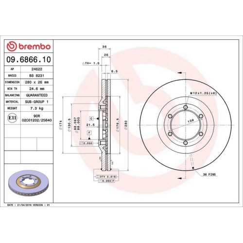 BREMBO Bremsscheibe PRIME LINE 09.6866.10