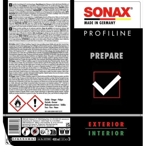 Entfetter Lackreiniger SONAX PROFILINE Paint Prepare (Finish Control) 400ml