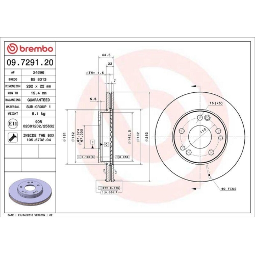 BREMBO Bremsscheibe PRIME LINE 09.7291.20