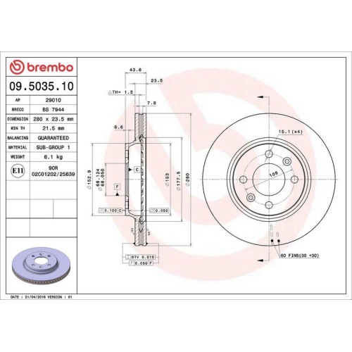 BREMBO Bremsscheibe PRIME LINE 09.5035.10