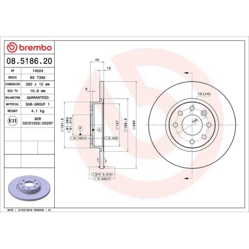 BREMBO Bremsscheibe PRIME LINE 08.5186.20