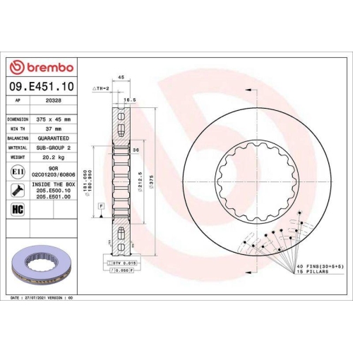 BREMBO Bremsscheibe PRIME LINE - Ring 09.E451.10