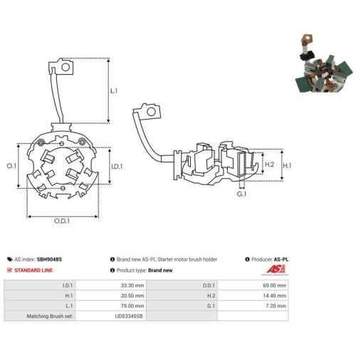 AS-PL Halter, Kohleb&uuml;rsten AS SBH9048S