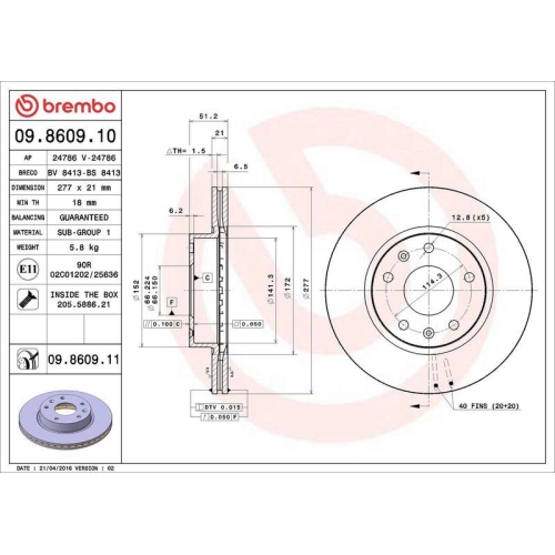 BREMBO Bremsscheibe PRIME LINE - UV Coated