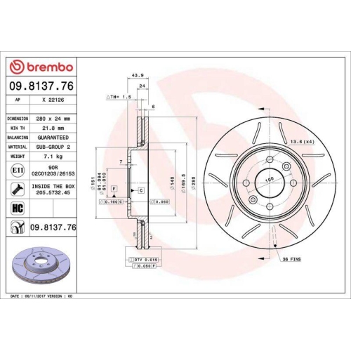 BREMBO Bremsscheibe XTRA LINE - Max 09.8137.76