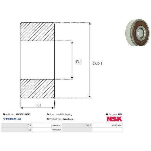 AS-PL Lager NSK ABE9001(NSK)