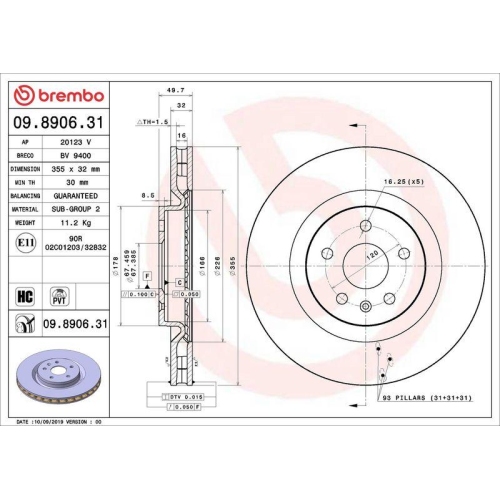 BREMBO Bremsscheibe PRIME LINE - UV Coated 09.8906.31
