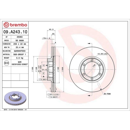 BREMBO Bremsscheibe PRIME LINE 09.A243.10