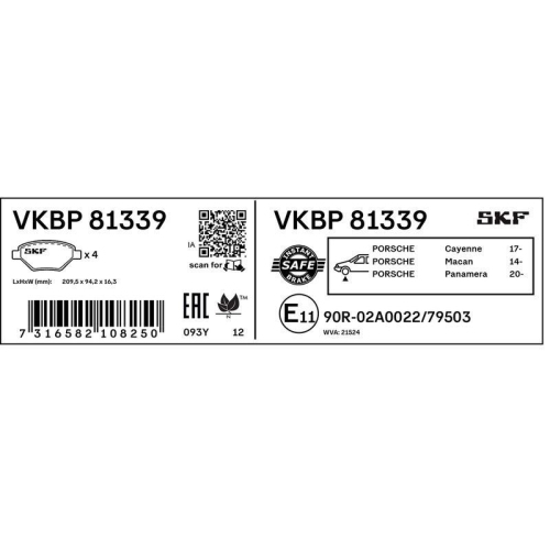 SKF Bremsbelagsatz, Scheibenbremse VKBP 81339