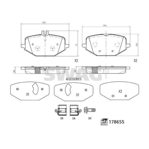 SWAG Bremsbelagsatz, Scheibenbremse