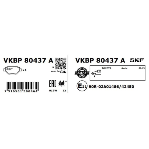 SKF Bremsbelagsatz, Scheibenbremse VKBP 80437 A