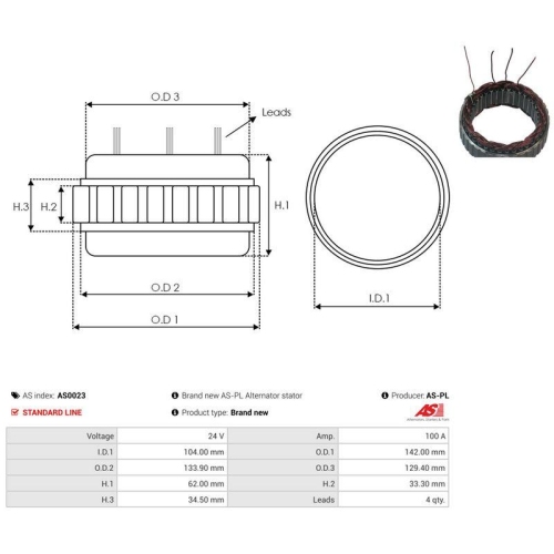 AS-PL Stator, Generator AS AS0023