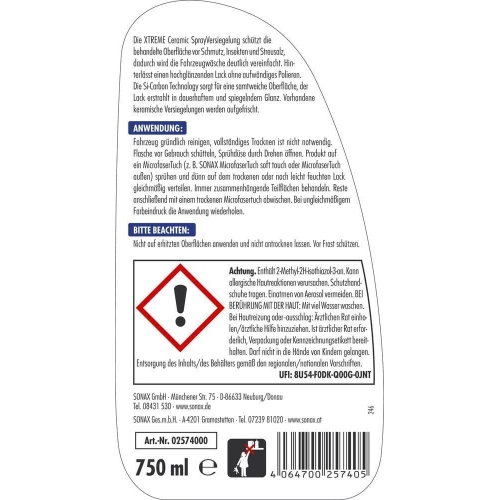 Sonax XTREME Ceramic Spray Versiegelung 750ml für dauerhaft spiegelnden Glanz
