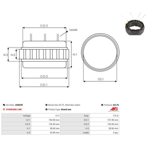 AS-PL Stator, Generator AS AS0039
