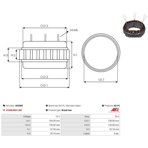 AS-PL Stator, Generator AS AS2002