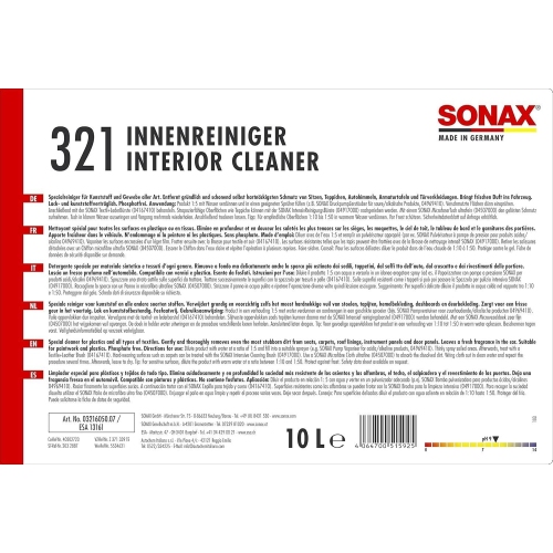 SONAX 03216050 Innenreiniger 10L Konzentrat Autoinnenreiniger Innenraumpflege