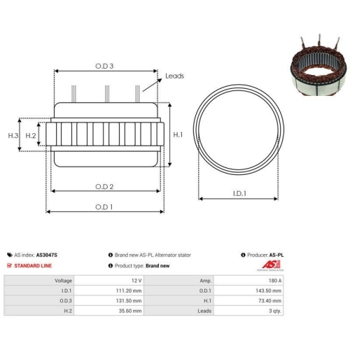 AS-PL Stator, Generator AS AS3047S