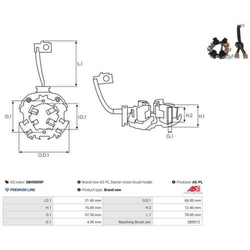 AS-PL Halter, Kohleb&uuml;rsten AS SBH5009P