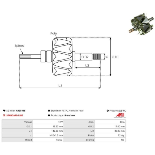 AS-PL L&auml;ufer, Generator AS AR3031S