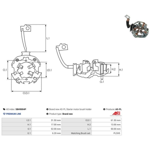 AS-PL Halter, Kohleb&uuml;rsten AS SBH9004P