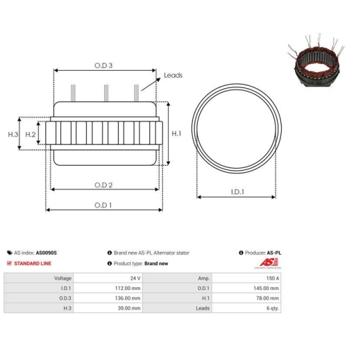 AS-PL Stator, Generator AS AS0090S