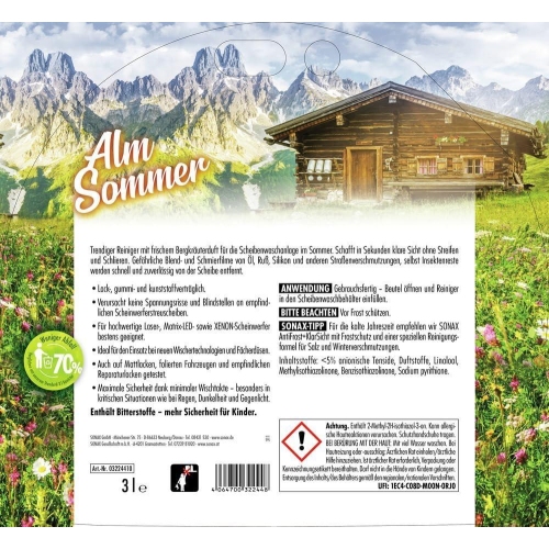 SONAX 3L ScheibenReiniger 3 Liter Alm Sommer Scheibenklar 03224410
