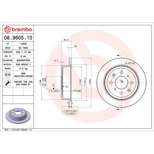 BREMBO Bremsscheibe PRIME LINE 08.9605.10