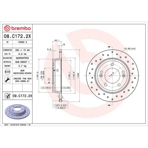 BREMBO Bremsscheibe XTRA LINE - Xtra 08.C172.2X
