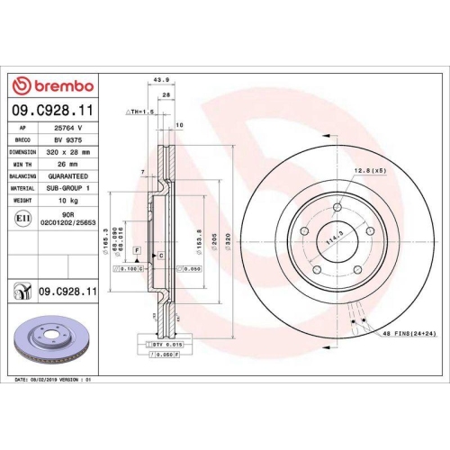 BREMBO Bremsscheibe PRIME LINE - UV Coated 09.C928.11