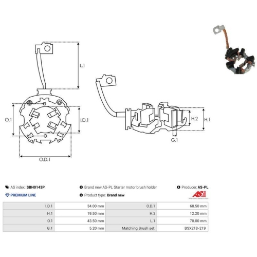 AS-PL Halter, Kohleb&uuml;rsten AS SBH0143P