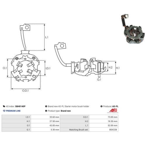 AS-PL Halter, Kohleb&uuml;rsten AS SBH0140P
