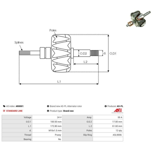 AS-PL L&auml;ufer, Generator AS AR0001