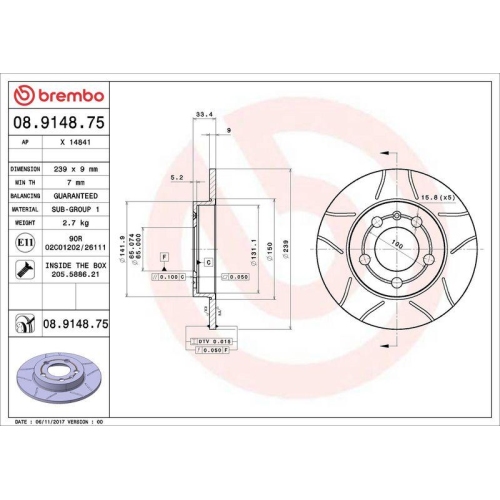 BREMBO Bremsscheibe XTRA LINE - Max 08.9148.75