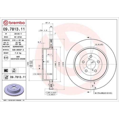 BREMBO Bremsscheibe PRIME LINE - UV Coated 09.7813.11