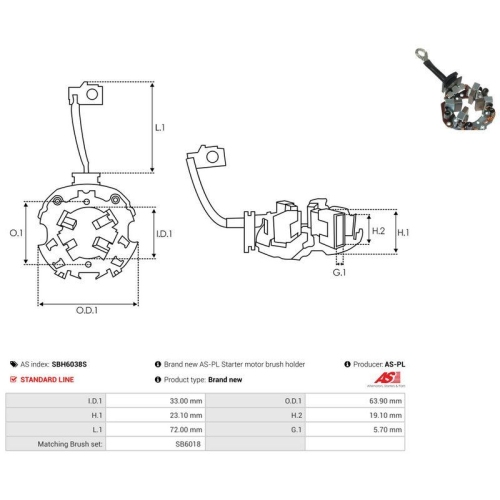 AS-PL Halter, Kohleb&uuml;rsten AS SBH6038S